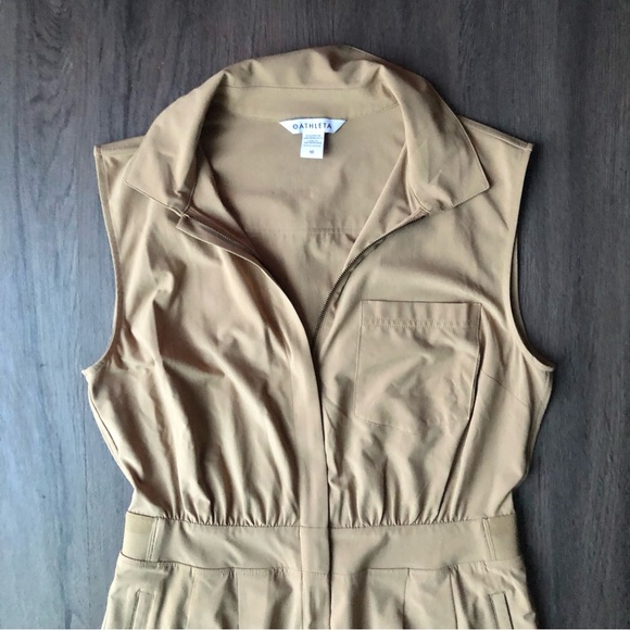 Athleta Brooklyn Heights Wide Leg Jumpsuit Light Brown Size 10 Zip Up - Picture 2 of 14